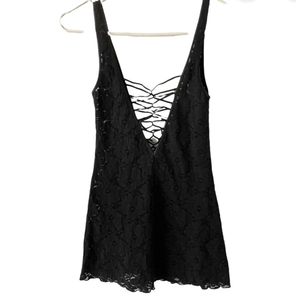 Vintage Victoria’s Secret floral sheer slip with strappy front and back